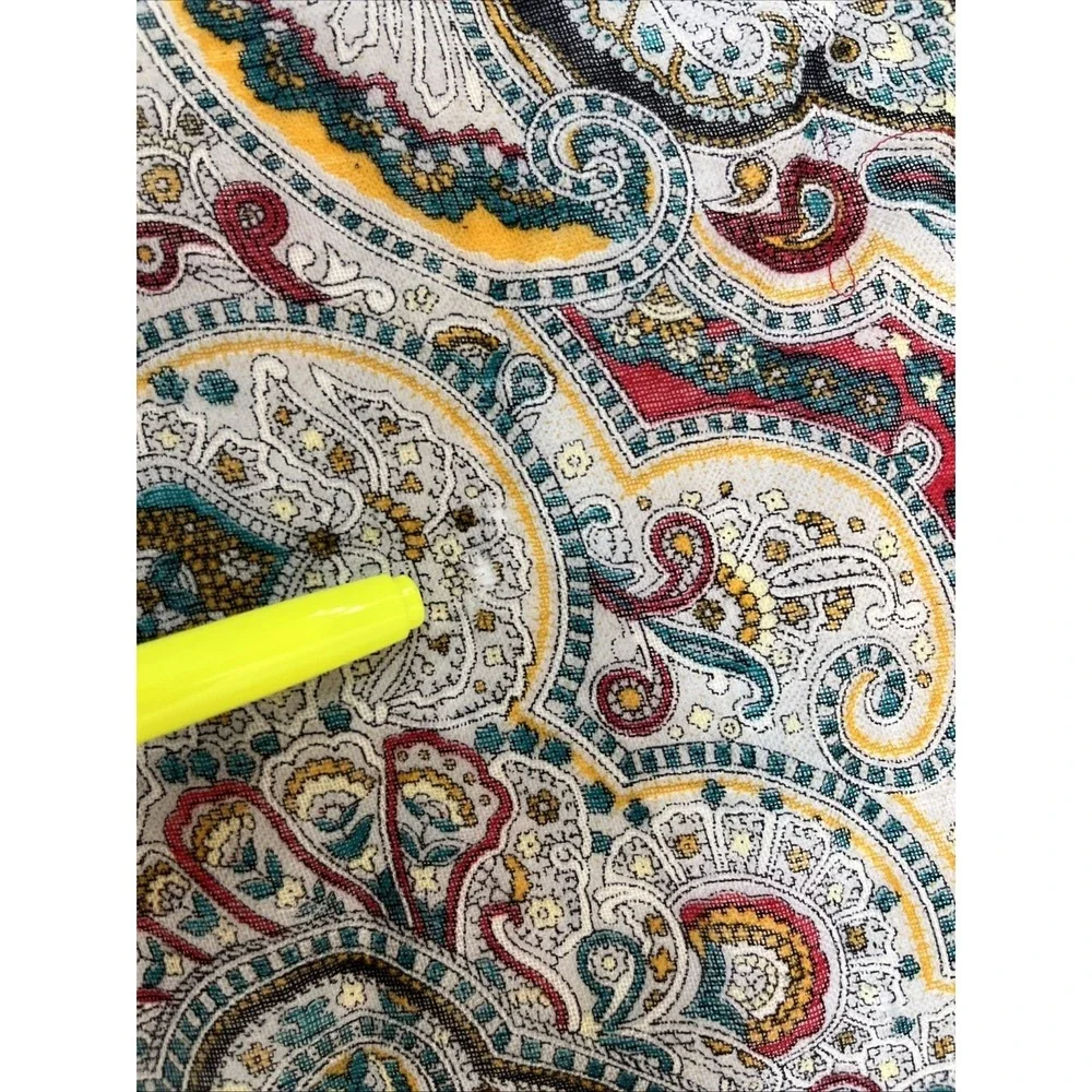 Vintage 100% Wool Paisley Scarf Red Multi Color Square Made in Japan Fringed